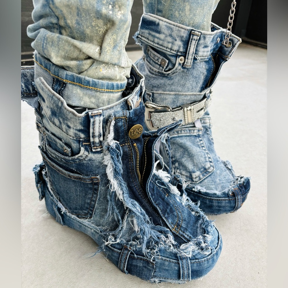 Denim Unisex Boots - Picture 1 of 7